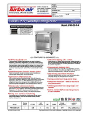 Turbo Air PWR-28-G-N 27 1/2" Worktop Refrigerator w/ (1) Section, 1 Glass Door - Donut-Equipment.com
