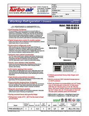 Turbo Air PWR-48-D2R-N 48 1/4" Worktop Refrigerator w/ (2) Sections, 2 Drawers & 1 Solid Door - Donut-Equipment.com
