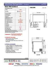 Turbo Air PWR-48-D2R-N 48 1/4" Worktop Refrigerator w/ (2) Sections, 2 Drawers & 1 Solid Door - Donut-Equipment.com