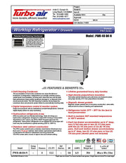 Turbo Air PWR-48-D4-N 48 1/4" Worktop Refrigerator w/ 2 Sections, 4 Drawers - Donut-Equipment.com