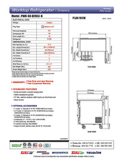 Turbo Air PWR-60-D2R-N 60 1/4" Worktop Refrigerator w/ 2 Sections, 2 Drawers & 1 Solid Door - Donut-Equipment.com