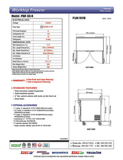 Turbo Air PWF-60-N 60 1/4" Worktop Freezer w/ (2) Sections, 2 Solid Doors - Donut-Equipment.com