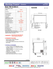 Turbo Air PWF-48-D2R-N 48 1/4" Worktop Freezer w/ 2 Sections, 2 Drawers & 1 Solid Door - Donut-Equipment.com