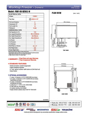 Turbo Air PWF-48-D2R-N 48 1/4" Worktop Freezer w/ 2 Sections, 2 Drawers & 1 Solid Door - Donut-Equipment.com