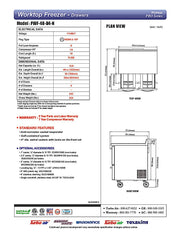 Turbo Air PWF-48-D4-N 48 1/4" Worktop Freezer w/ 2 Sections, 4 Drawers - Donut-Equipment.com