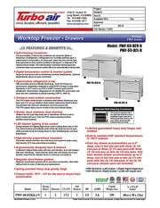 Turbo Air PWF-60-D2R-N 60 1/4" Worktop Freezer w/ 2 Sections, 2 Drawers & 1 Solid Door - Donut-Equipment.com