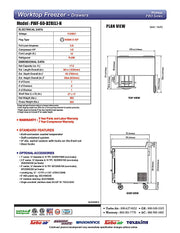 Turbo Air PWF-60-D2R-N 60 1/4" Worktop Freezer w/ 2 Sections, 2 Drawers & 1 Solid Door - Donut-Equipment.com