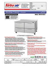 Turbo Air PWF-60-D4-N 60 1/4" Worktop Freezer w/ 2 Sections, 4 Drawers - Donut-Equipment.com