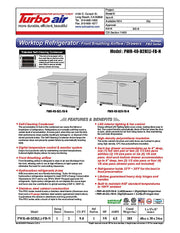 Turbo Air PWR-48-D2R(L)-FB-N 48 1/4" Worktop Refrigerator w/ (2) Sections, 2 Drawers & 1 Solid Door, Front Breathing - Donut-Equipment.com
