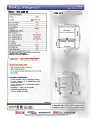Turbo Air TWR-36SD-N6 36 1/4" Super Deluxe Worktop Refrigerator w/ (1) Section, 1 Solid Door - Donut-Equipment.com