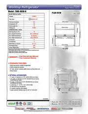 Turbo Air TWR-48SD-N 48 1/4" Super Deluxe Worktop Refrigerator w/ (2) Sections, 2 Solid Doors - Donut-Equipment.com