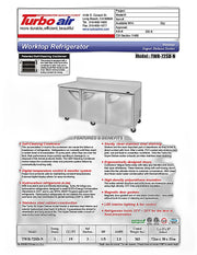 Turbo Air TWR-72SD-N 72 5/8" Super Deluxe Worktop Refrigerator w/ (3) Sections, 3 Solid Doors - Donut-Equipment.com
