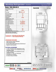 Turbo Air TWR-28SD-D2-N 27 1/2" Super Deluxe Worktop Refrigerator w/ (1) Section, 2 Drawers - Donut-Equipment.com