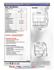 Turbo Air TWR-48SD-D4-N 48 1/4" Super Deluxe Worktop Refrigerator w/ (2) Sections, 4 Drawers - Donut-Equipment.com