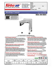 Turbo Air TWF-28SD-N 27 1/2" Super Deluxe Worktop Freezer w/ (1) Section, 1 Solid Door - Donut-Equipment.com