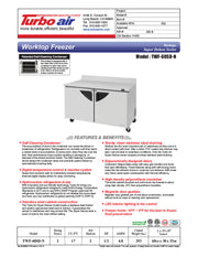 Turbo Air TWF-60SD-N 60 1/4" Super Deluxe Worktop Freezer w/ (2) Sections, 2 Solid Doors - Donut-Equipment.com