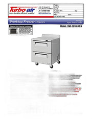 Turbo Air TWF-28SD-D2-N 27 1/2" Super Deluxe Worktop Freezer w/ (1) Section, 2 Drawers - Donut-Equipment.com