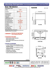 Turbo Air TWR-48SD-FB-N 48 1/4" Super Deluxe Worktop Refrigerator w/ (2) Sections, 2 Solid Doors, Front Breathing - Donut-Equipment.com