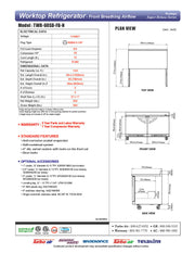 Turbo Air TWR-60SD-FB-N 60 1/4" Super Deluxe Worktop Refrigerator w/ (2) Sections, 2 Solid Doors, Front Breathing - Donut-Equipment.com