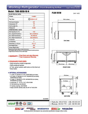 Turbo Air TWR-60SD-FB-N 60 1/4" Super Deluxe Worktop Refrigerator w/ (2) Sections, 2 Solid Doors, Front Breathing - Donut-Equipment.com