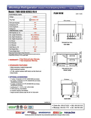 Turbo Air TWR-28SD-FB-N 27 1/2" Super Deluxe Worktop Refrigerator w/ (1) Section, 1 Solid Door, Front Breathing - Donut-Equipment.com