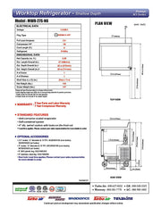 Turbo Air MWR-27S-N6 M3 Series 27" Shallow Depth Undercounter Worktop Refrigerator w/ (1) Section, 1 Solid Door - Donut-Equipment.com