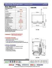 Turbo Air MWR-34S-N6 M3 Series 34" Shallow Depth Undercounter Worktop Refrigerator w/ (2) Section, 2 Solid Door - Donut-Equipment.com