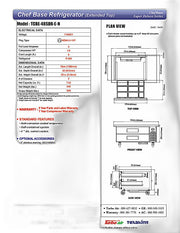 Turbo Air TCBE-48SDR-E-N 53 5/8" Super Deluxe Chef Base Refrigerator with (2) Drawers – 115v - Donut-Equipment.com
