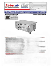 Turbo Air TCBE-52SDR-N 52 1/4" Super Deluxe Chef Base w/ (2) Drawers - 115v - Donut-Equipment.com