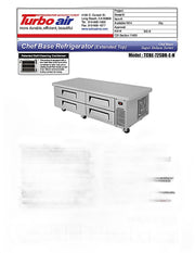 Turbo Air TCBE-72SDR-E-N 78" Super Deluxe Chef Base w/ 4 Drawers - 115v - Donut-Equipment.com