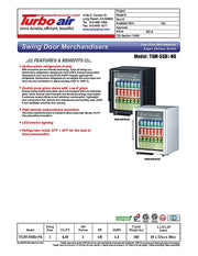 Turbo Air TGM-5SDB-N6 25" Black Super Deluxe Countertop Refrigerator w/ Glass Swing Door – Front Access, LED Lighting, 115v - Donut-Equipment.com