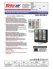 Turbo Air TGM-72SDHB-N 78" Black Super Deluxe Three Section Glass Door Merchandiser – (3) Left/Right Hinge Doors, 115v - Donut-Equipment.com
