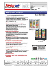 Turbo Air TGF-72SDH-N 78" White Super Deluxe Three Section Display Freezer w/ Swing Doors – Bottom Mount Compressor, LED Lighting, 115v - Donut-Equipment.com