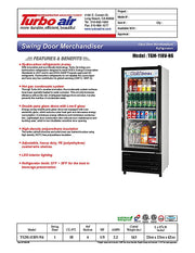Turbo Air TGM-11RV-N6 24" Refrigerator Merchandiser – One Section, Glass Swing Door, LED Lighting, 115v - Donut-Equipment.com