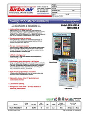 Turbo Air TGM-50RSB-N 56" Series Two Section Glass Door Merchandiser - (2) Left/Right Hinge Doors, Black, 115v - Donut-Equipment.com