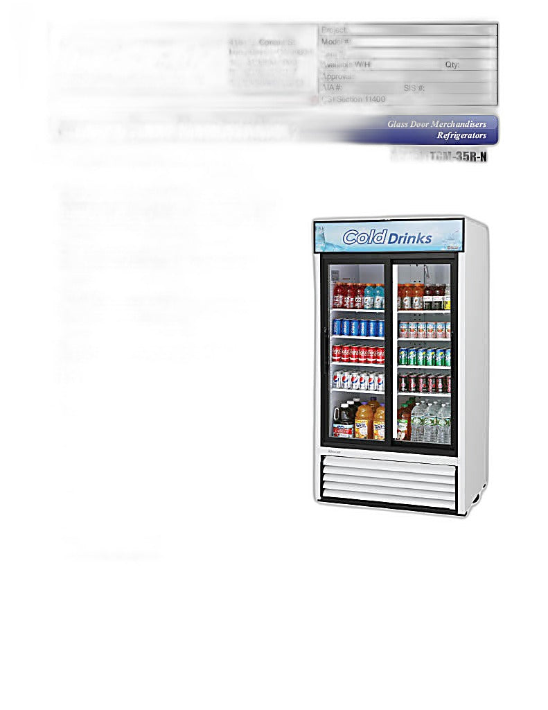 Turbo Air TGM-35R-N 41" Series Two Section Glass Door Merchandiser - (2) Sliding Doors, White, 115v - Donut-Equipment.com