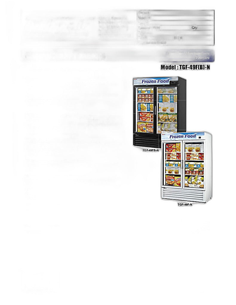 Turbo Air TGF-49FB-N 54 3/8" Two Section Display Freezer w/ Swing Doors - Bottom Mount Compressor, Black, 115v - Donut-Equipment.com