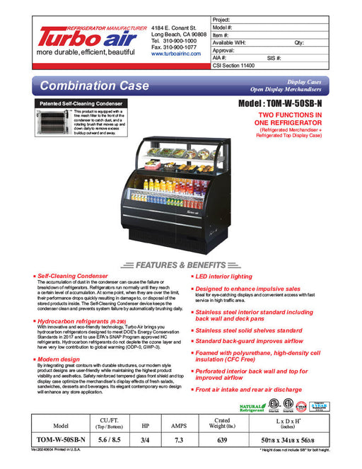 Turbo Air TOM-W-50SB-N 50 7/8" Black Horizontal Open Air Cooler w/ (4) Levels – Wide Display Merchandiser, 115v - Bakery Wholesalers