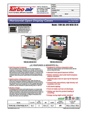 Turbo Air TOM-36L-UFD-W-3S-N 34 3/4" White Low Profile Horizontal Open Air Cooler w/ (3) Levels – Ultra Front Deluxe Merchandiser, 115v - Donut-Equipment.com