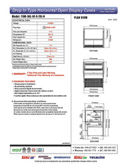 Turbo Air TOM-36L-UF-S-2SI-N 36" Stainless Steel Drop-In Refrigerated Open Display Case Merchandiser – (2) Levels, 1 Shelf, 115v - Donut-Equipment.com