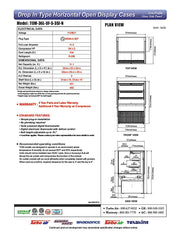 Turbo Air TOM-36L-UF-S-3SI-N 36" Stainless Steel Drop-In Refrigerated Open Display Case Merchandiser – (3) Levels, 2 Shelves, 115v - Donut-Equipment.com
