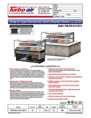 Turbo Air TOM-60L-UF-S-2SI-N 60" Stainless Steel Drop-In Refrigerated Open Display Case Merchandiser w/ (2) Levels, 115v - Donut-Equipment.com