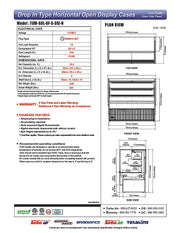 Turbo Air TOM-60L-UF-S-3SI-N 60" Stainless Steel Drop-In Refrigerated Open Display Case Merchandiser w/ (3) Levels, 115v - Donut-Equipment.com