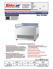 Turbo Air TOS-50NN-S 50 1/4" Stainless Steel Horizontal Open Display Merchandiser / Air Curtain Sandwich and Cheese Display Case – 1 Level, 115v - Donut-Equipment.com