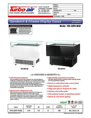Turbo Air TOS-40PN-W 40" White Horizontal Open Display Merchandiser / Air Curtain Sandwich and Cheese Display Case – 1 Level, 115v - Donut-Equipment.com