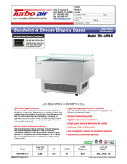 Turbo Air TOS-50PN-S 50" Stainless Steel Horizontal Open Display Merchandiser / Air Curtain Sandwich and Cheese Display Case – 1 Level, 115v - Donut-Equipment.com