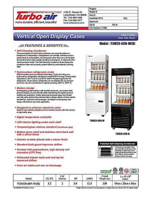 Turbo Air TOM20-60N-W 19 5/8" White Vertical Open Air Cooler – 3 Levels, 115v - Donut-Equipment.com