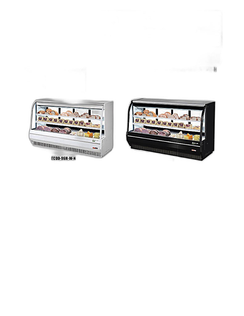 Turbo Air TCDD-96H-B-N 96-1/2" Curved Glass Full-Service Deli Display Case, 3 Levels, Black Exterior, 115v - Donut-Equipment.com