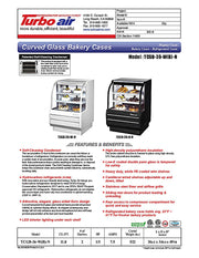 Turbo Air TCGB-36-B-N 36" Curved Glass Refrigerated Bakery Display Case, Black Exterior, 115v - Donut-Equipment.com