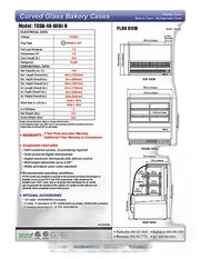 Turbo Air TCGB-48-B-N 48-1/2" Curved Glass Full-Service Refrigerated Bakery Display Case, 3 Levels, Black Exterior, 115v - Donut-Equipment.com